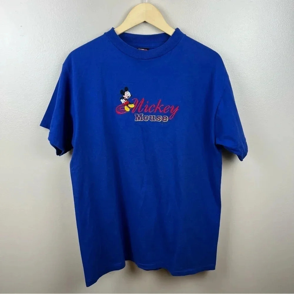 VTG Mickey Unlimited T-shirt Womens Large Blue Embroidered Disney Crewneck